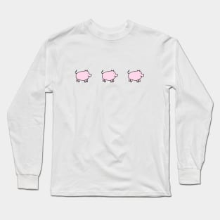 Three Cute Pink Pigs Right Long Sleeve T-Shirt